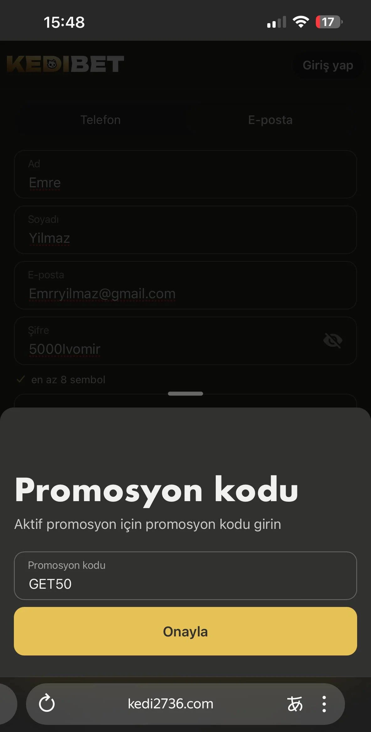 Adım 2: Kayıt Yöntemi Seçimi